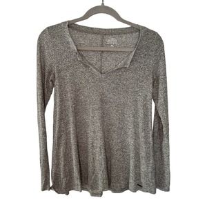 Hollister Co. Women's Size XS Gray and White Heathered Long Sleeve Shirt